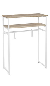 帶有收納層板與掛勾的玄關架，方便分類日常用品