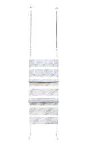 Multi-level freestanding wall shelf ideal for displaying books, plants, or household items