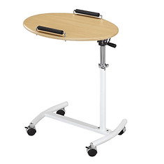 Height-adjustable overbed table with wheels – perfect for bedside meals, laptop work, or hospital recovery support
