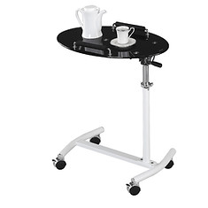 Height-adjustable overbed table with wheels – perfect for bedside meals, laptop work, or hospital recovery support