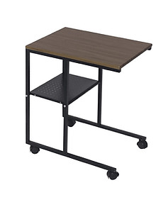 Modern C style end table with metal frame and wood surface ideal for small spaces and living rooms