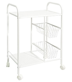 Portable utility cart with smooth wheels ideal for serving meals, storing utensils, or holding barware