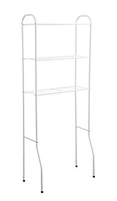 Freestanding bathroom organizer with multiple shelves offering efficient use of floor spaceFreestanding bathroom organizer with multiple shelves offering efficient use of floor space