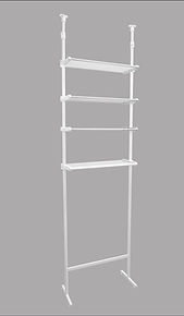 Adjustable over toilet bathroom rack for organizing personal care items, tissue rolls, and small baskets