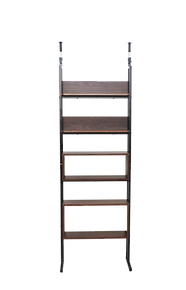 Wall leaning storage shelf with adjustable tiers perfect for modern interior storage solutions