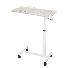 Rolling bedside tray table with adjustable height – convenient for reading, eating, or working from bed or chair