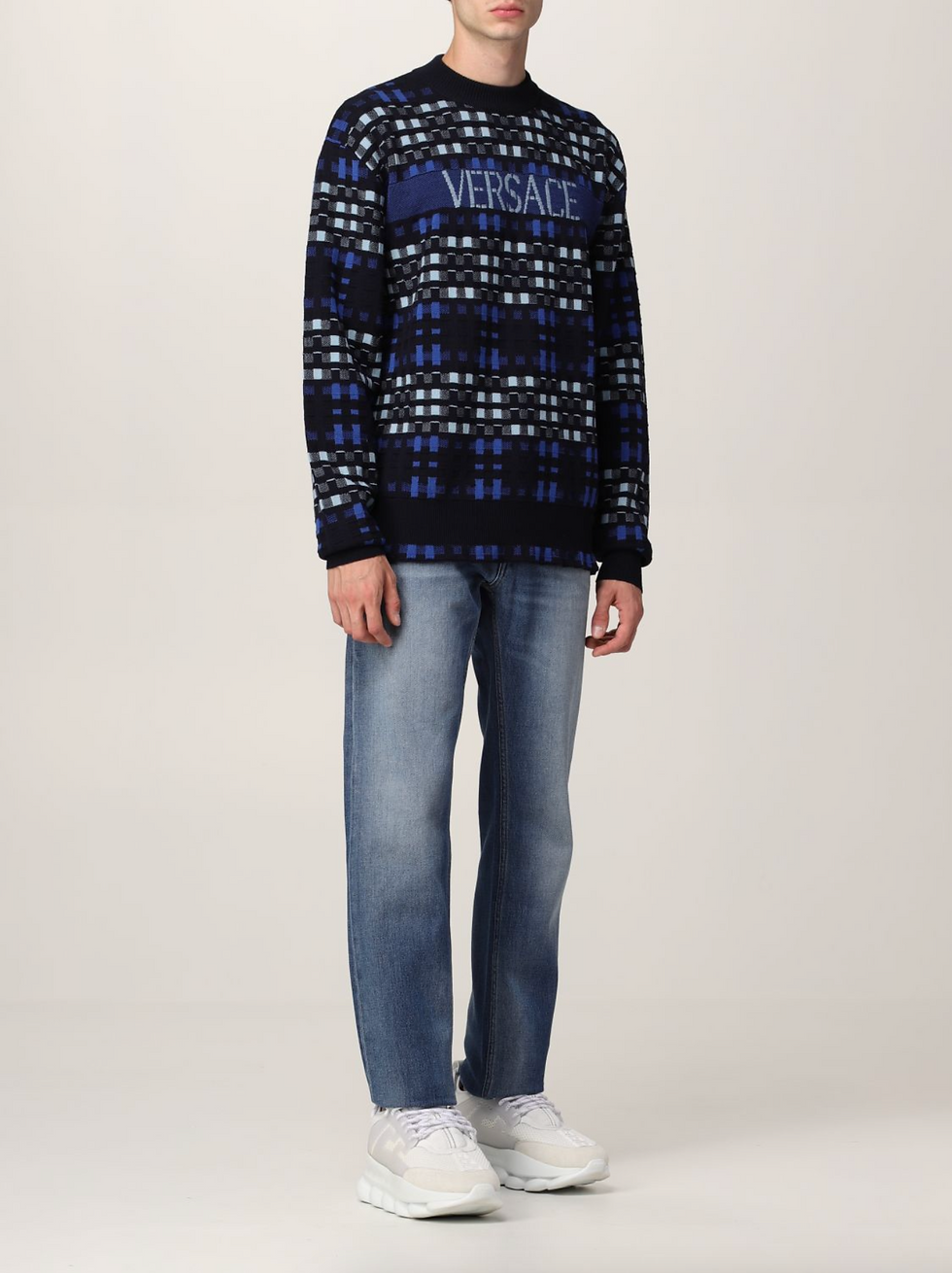 Miniature : Versace checked virgin wool sweater