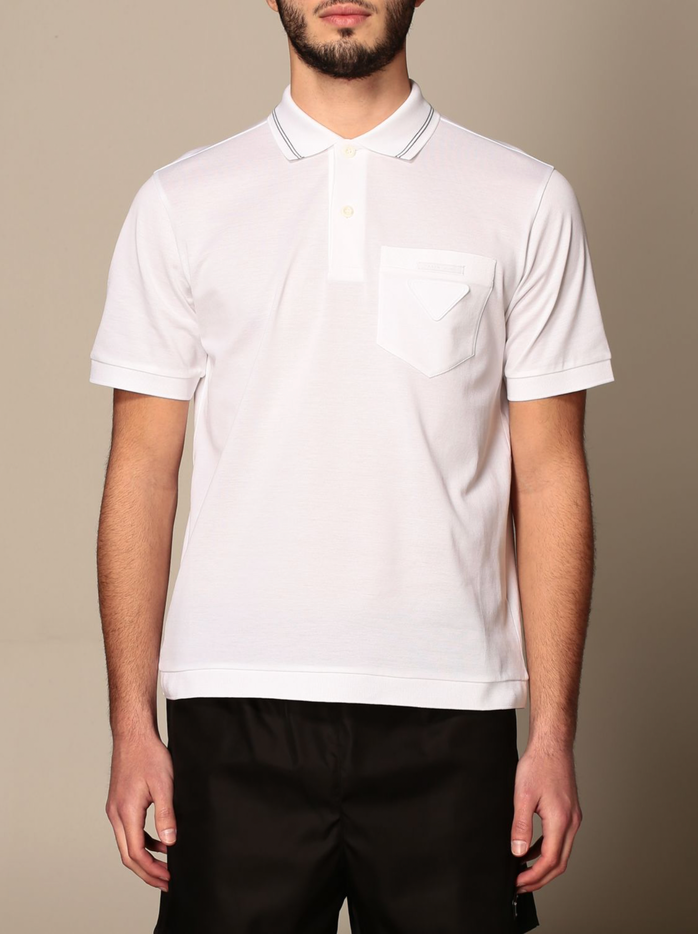 Prada cotton piqué polo shirt with striped profiles
