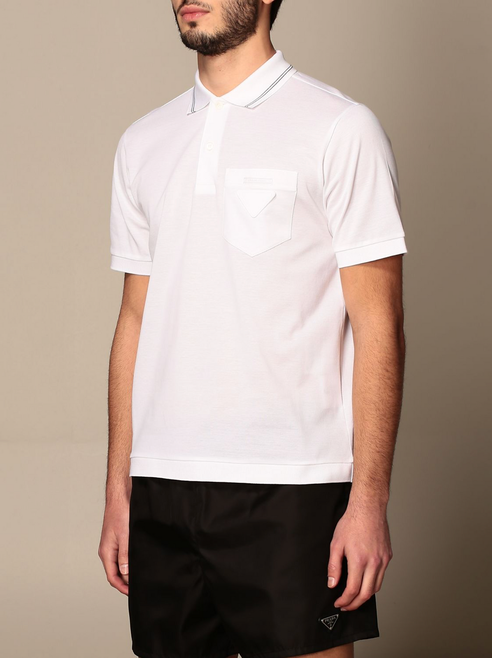 Miniature : Prada cotton piqué polo shirt with striped profiles