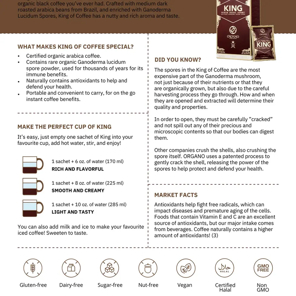 ORGANO KING COFFEE, 25 SACHETS