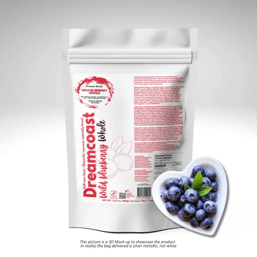 WILD BLUEBERRY WHOLE, FREEZE DRIED, 100 GRAM