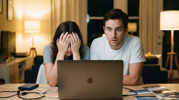 couple qui fait un montage video des vacances