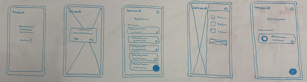 Curiouser.ai low-fidelity hand sketches