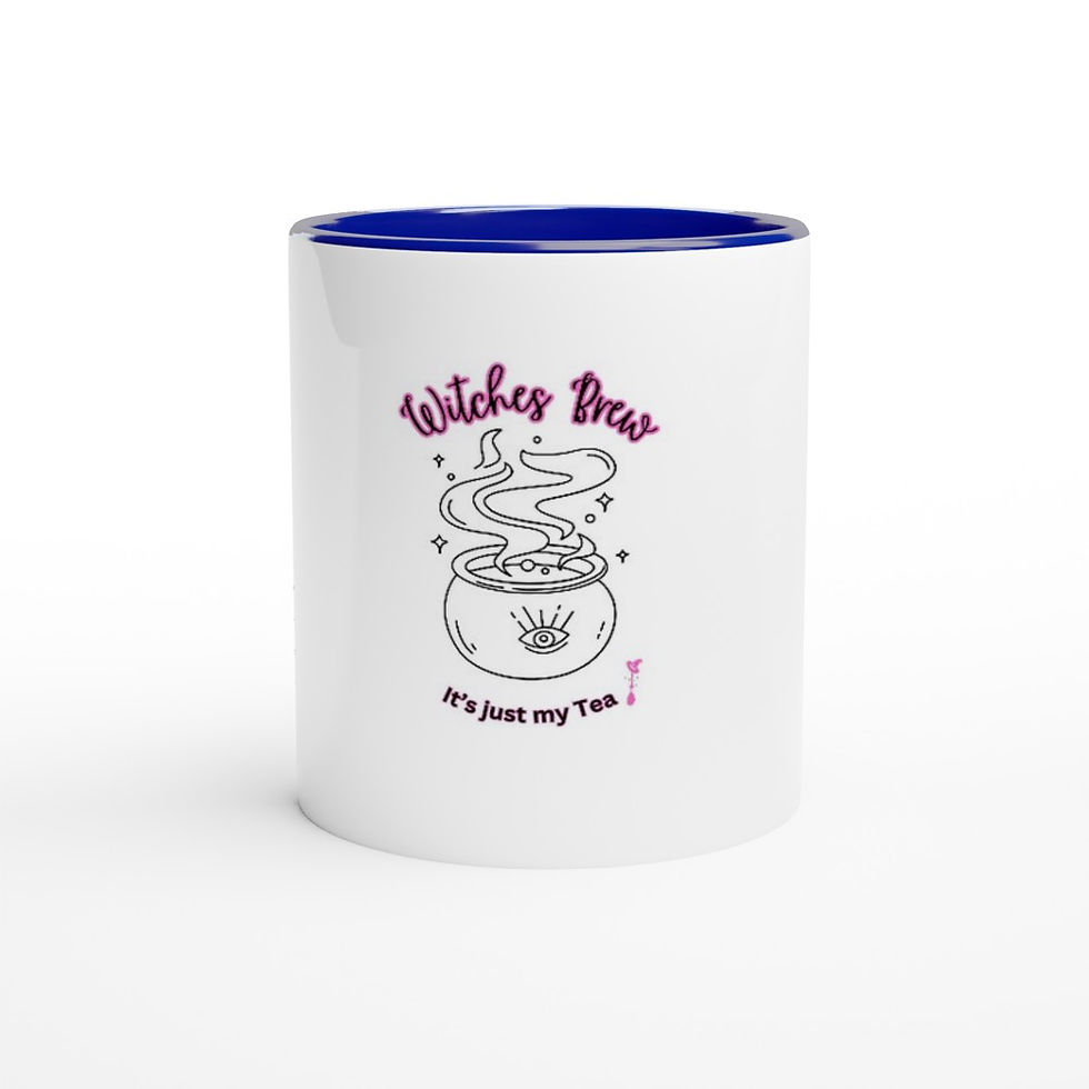Thumbnail: White 11oz Ceramic Mug with Color Inside - Witches Brew - Tea