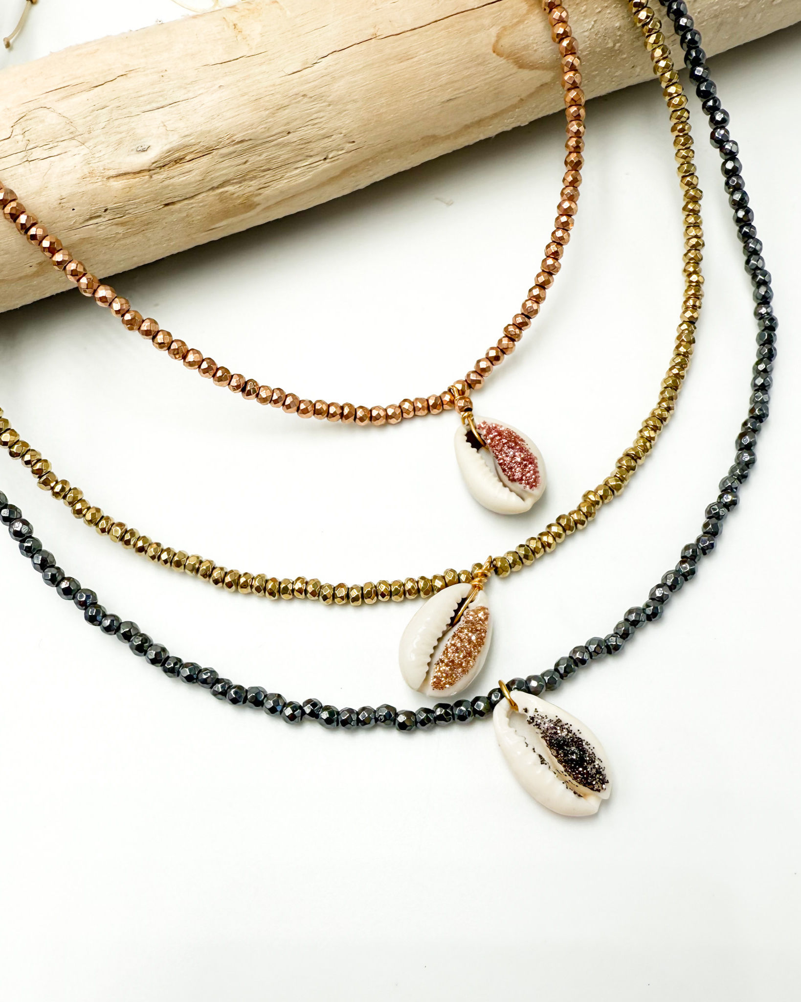 Collier collection Hématite Cauri