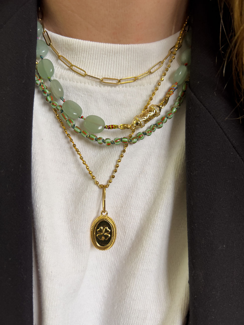 Miniature : Collier personnalisable perles ovales Aventurine du Brésil