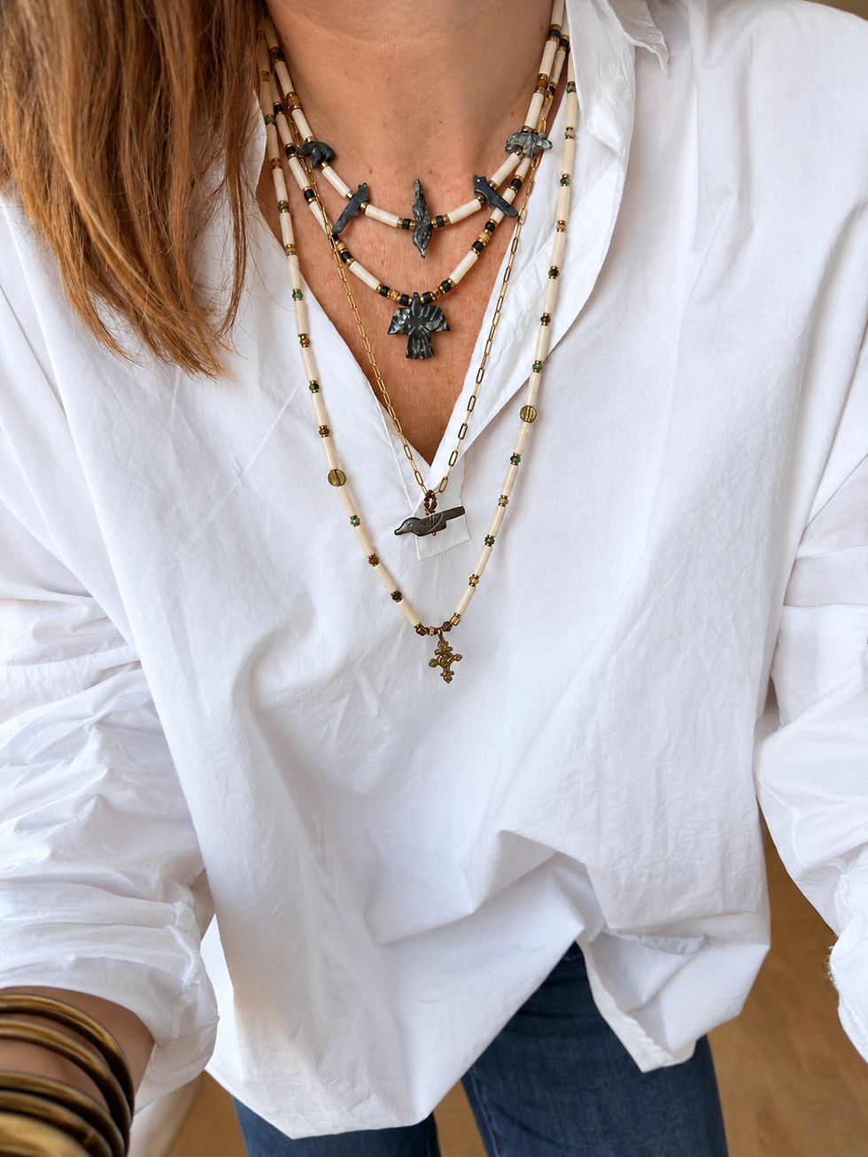 Miniature : COLLIER APONI, collier amérindien, animaux Zuni