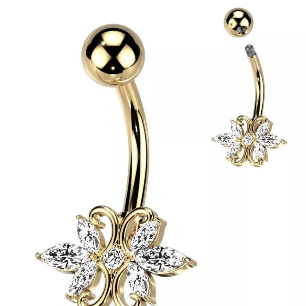 Piercing Nombril AMELIA Acier Doré