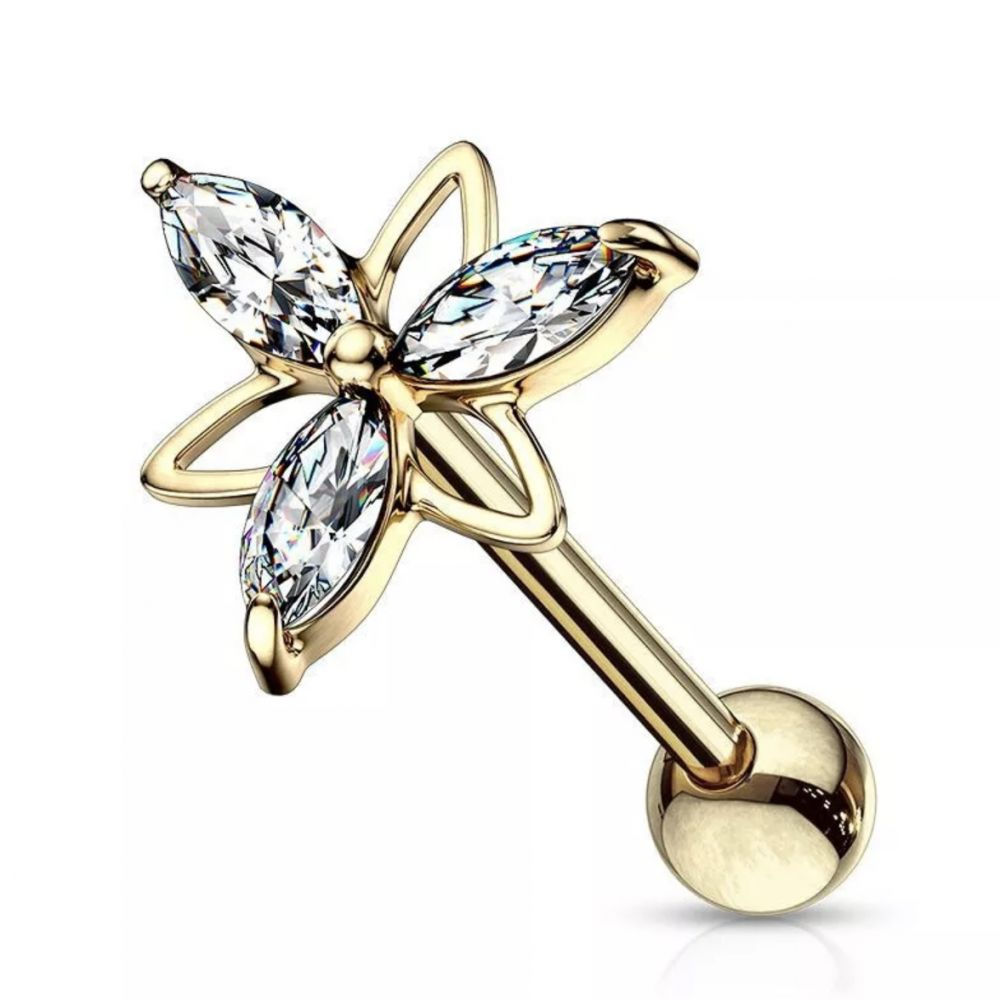 Piercing Oreille JAYDA Acier Doré