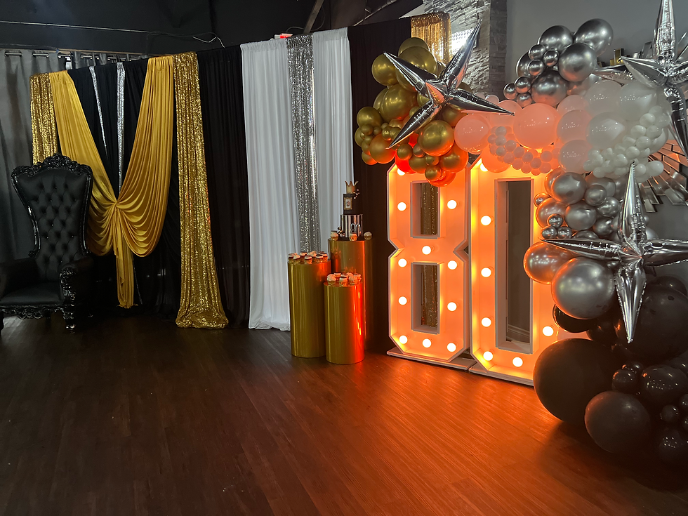 Draping, basic draping, marquees, balloons, pedestals, and throne chair- $810