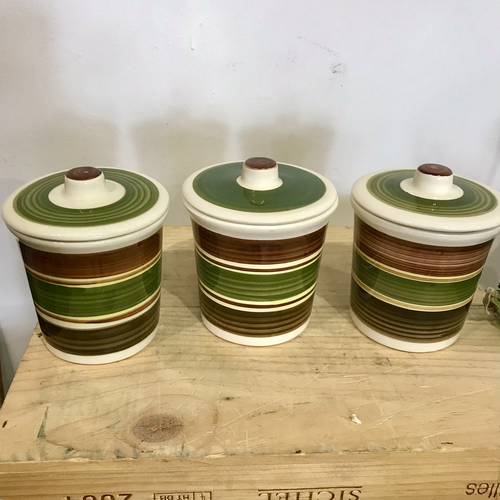 Set of 3 Dragon Pottery Rhayader Kitchen Jars Antique ideology