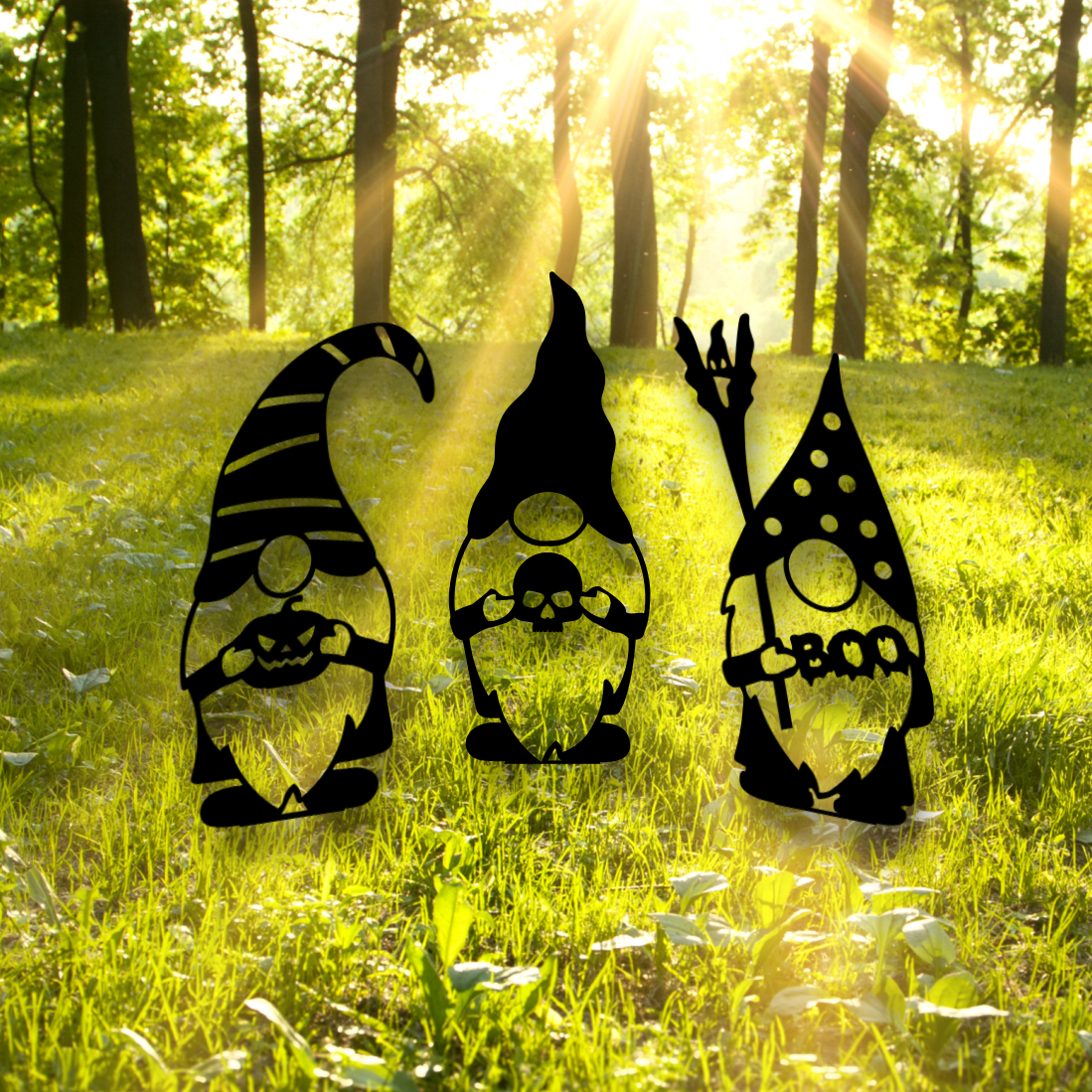 Metal, Halloween Garden Gnome, 3 Piece Set, K-12