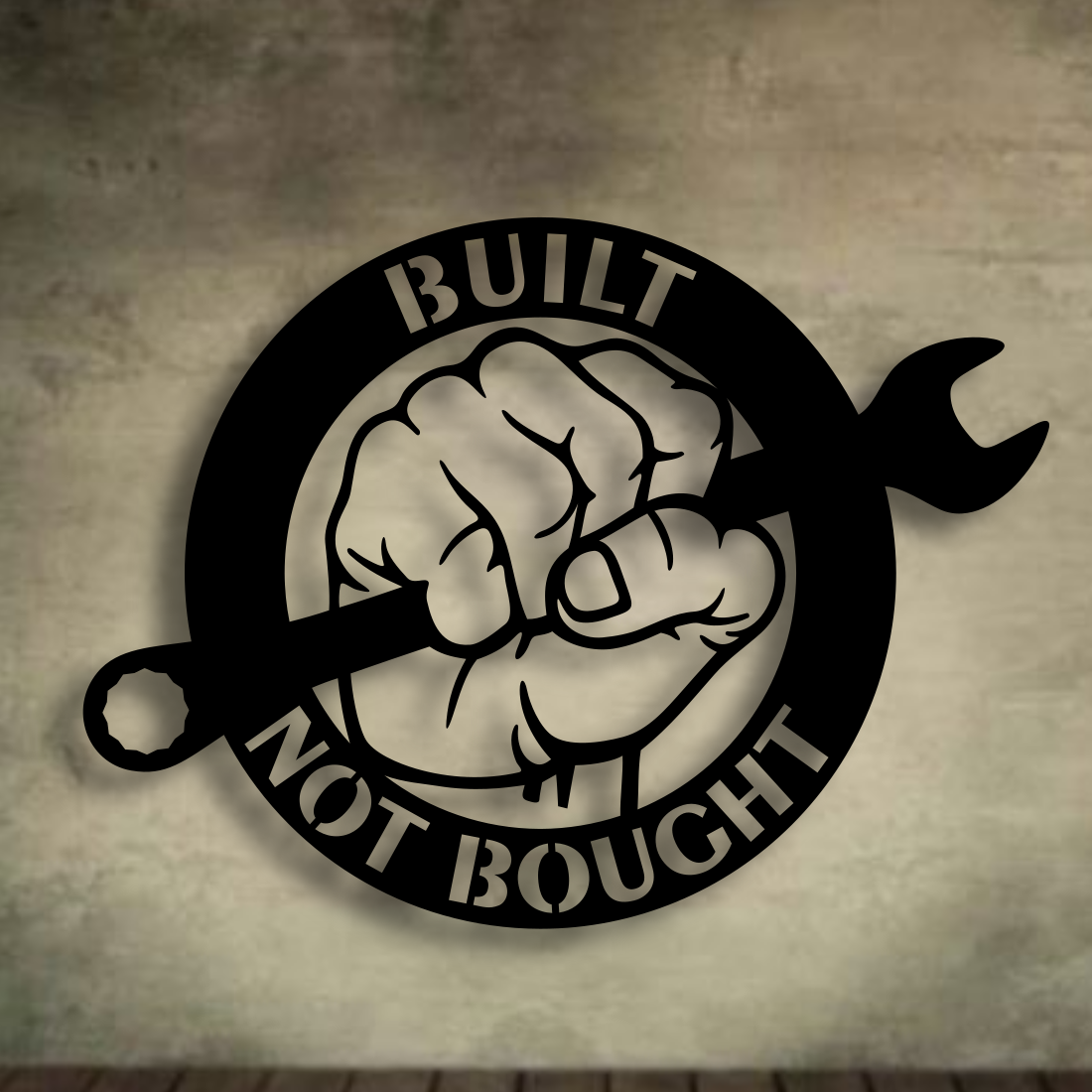 Metal, Built not Bought Wall Decor, 16 Inches Wide, E-5