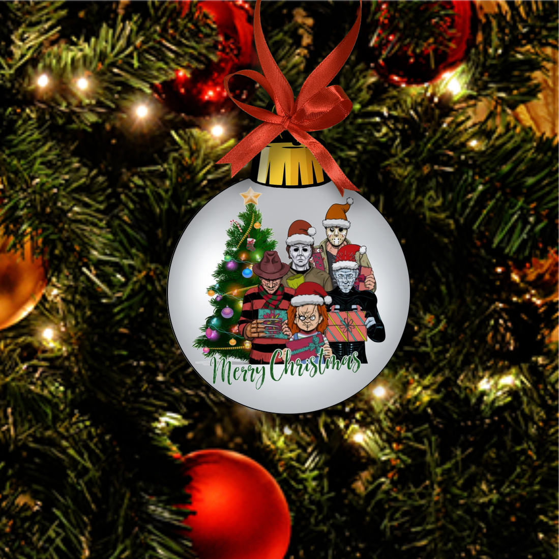Horror Characters Merry Christmas Ornament - Q-36