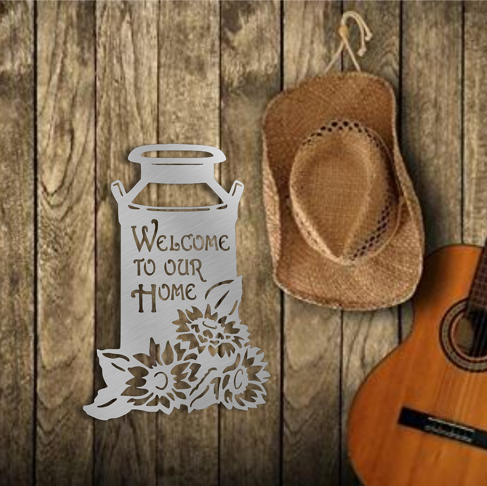 Thumbnail: Metal, Welcome To Our Home Milk Jug Wall Art, 16 Inches Tall, A-5