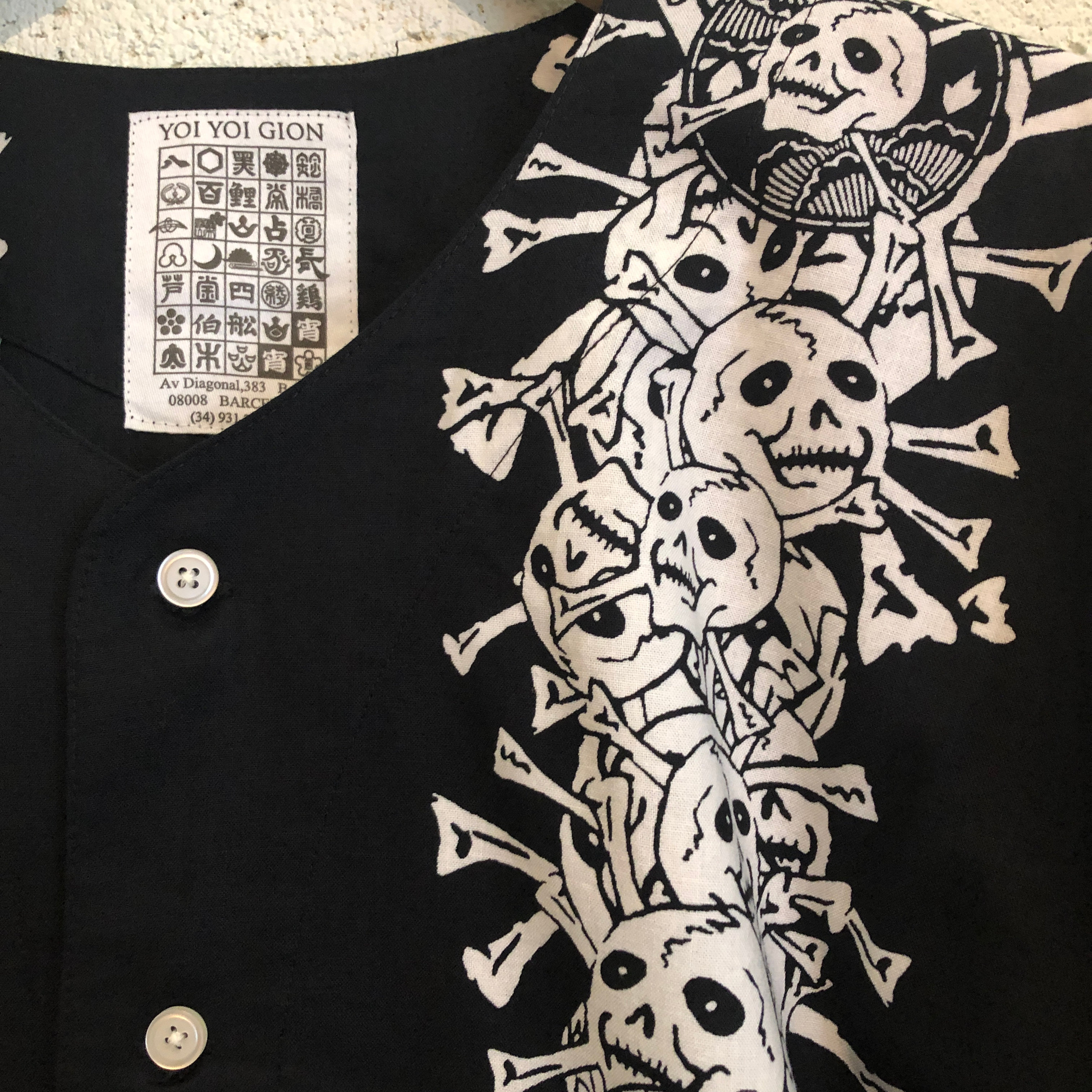 宵宵祇園×横尾忠則コラボ鯉口シャツ XL /髑髏 ドクロ ブエナ