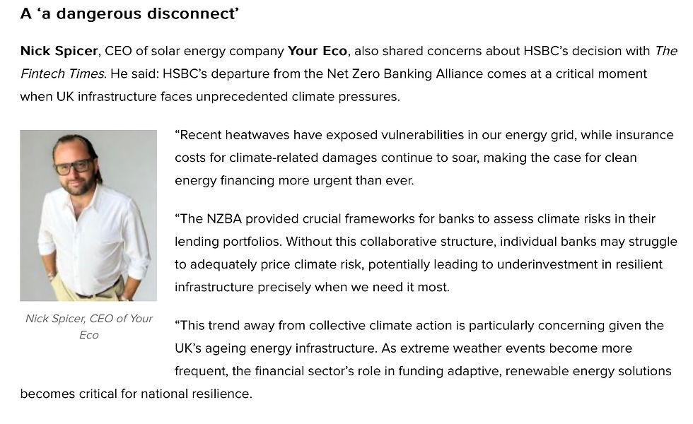 The UK's Green Economy: What does HSBC's departure from the Net-Zero Banking Alliance mean, according to CEO Nick Spicer?
