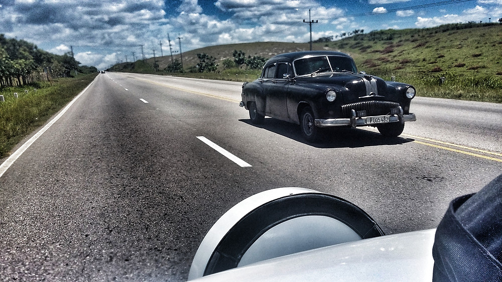 Taking the taxi from Varadero to Havana, cuba