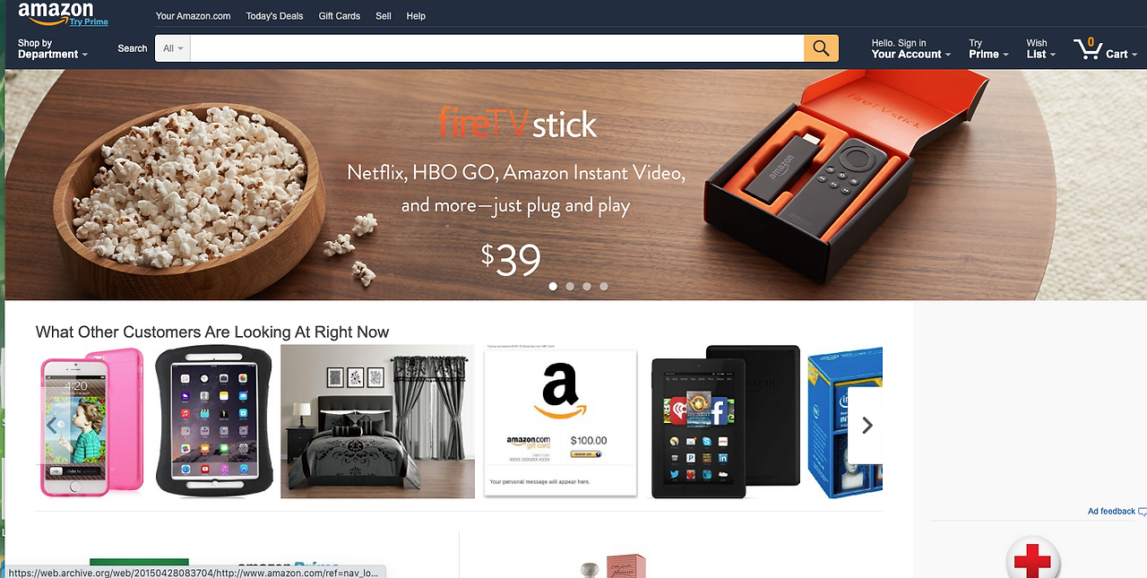 2015 AMAZON Website Snapshot