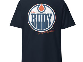 "Rabid" Rudy Rodgers - Navy Blue Oil T-Shirt ($35)