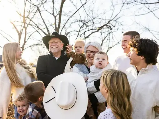 A multi-generational family celebrates their togetherness.