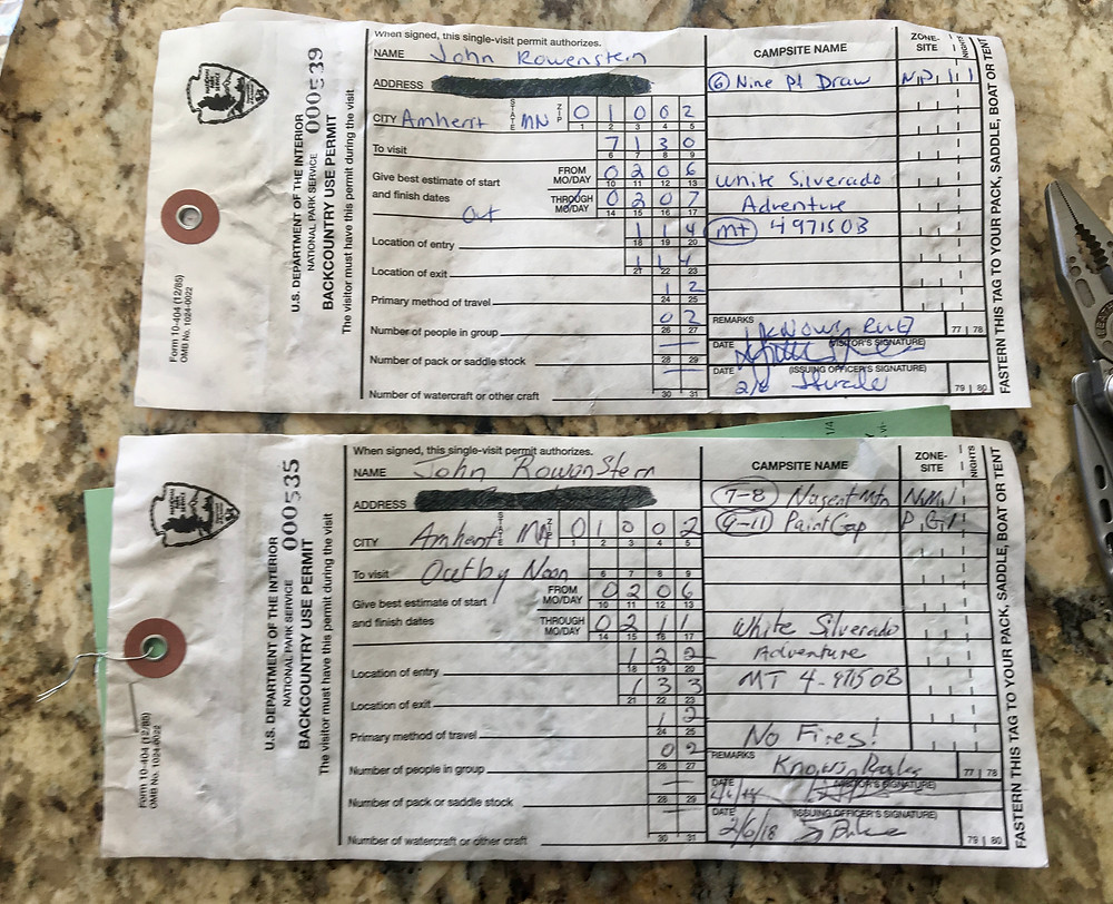 Backcountry camp permits, Big Bend National Park