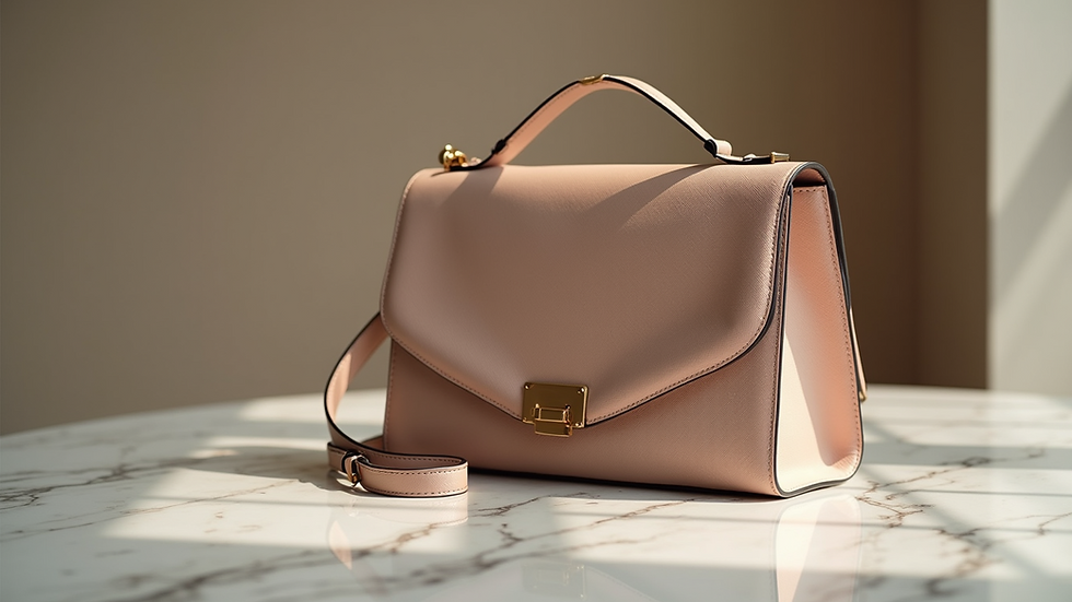 Close-up view of a luxurious handbag displayed elegantly