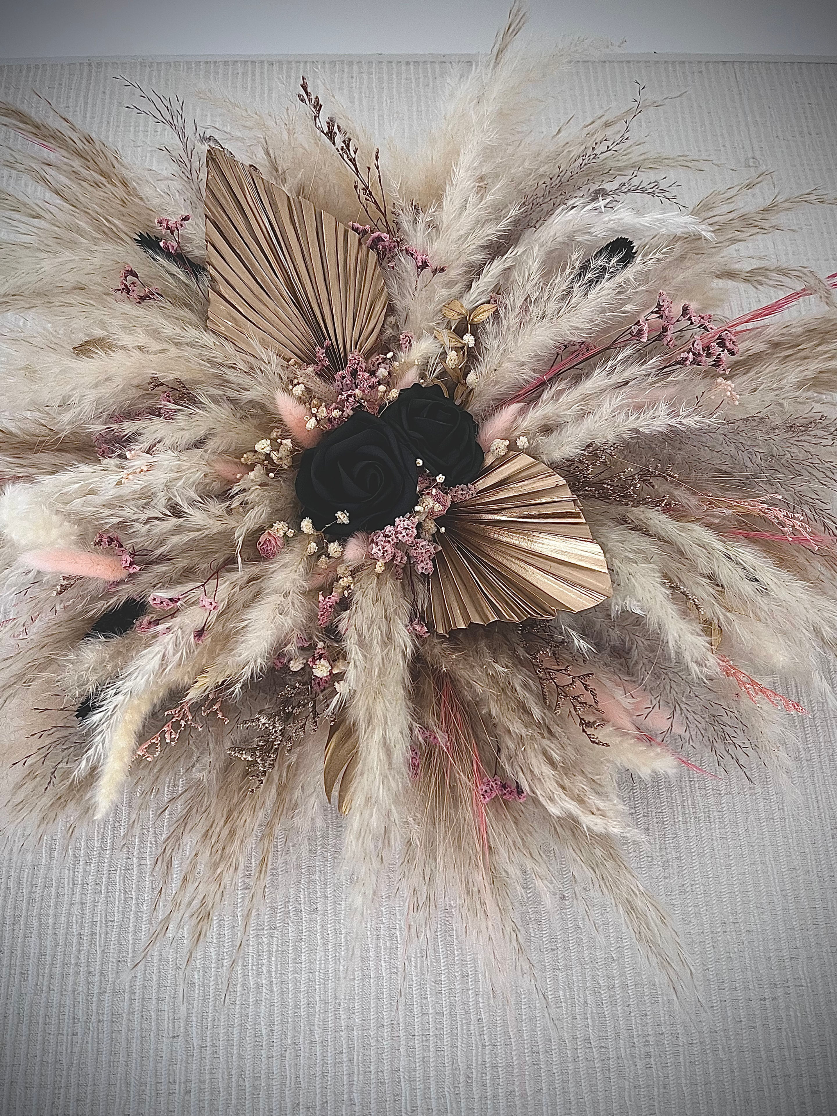 Black, Gold & Blush Pampas Wall Cloud Decor