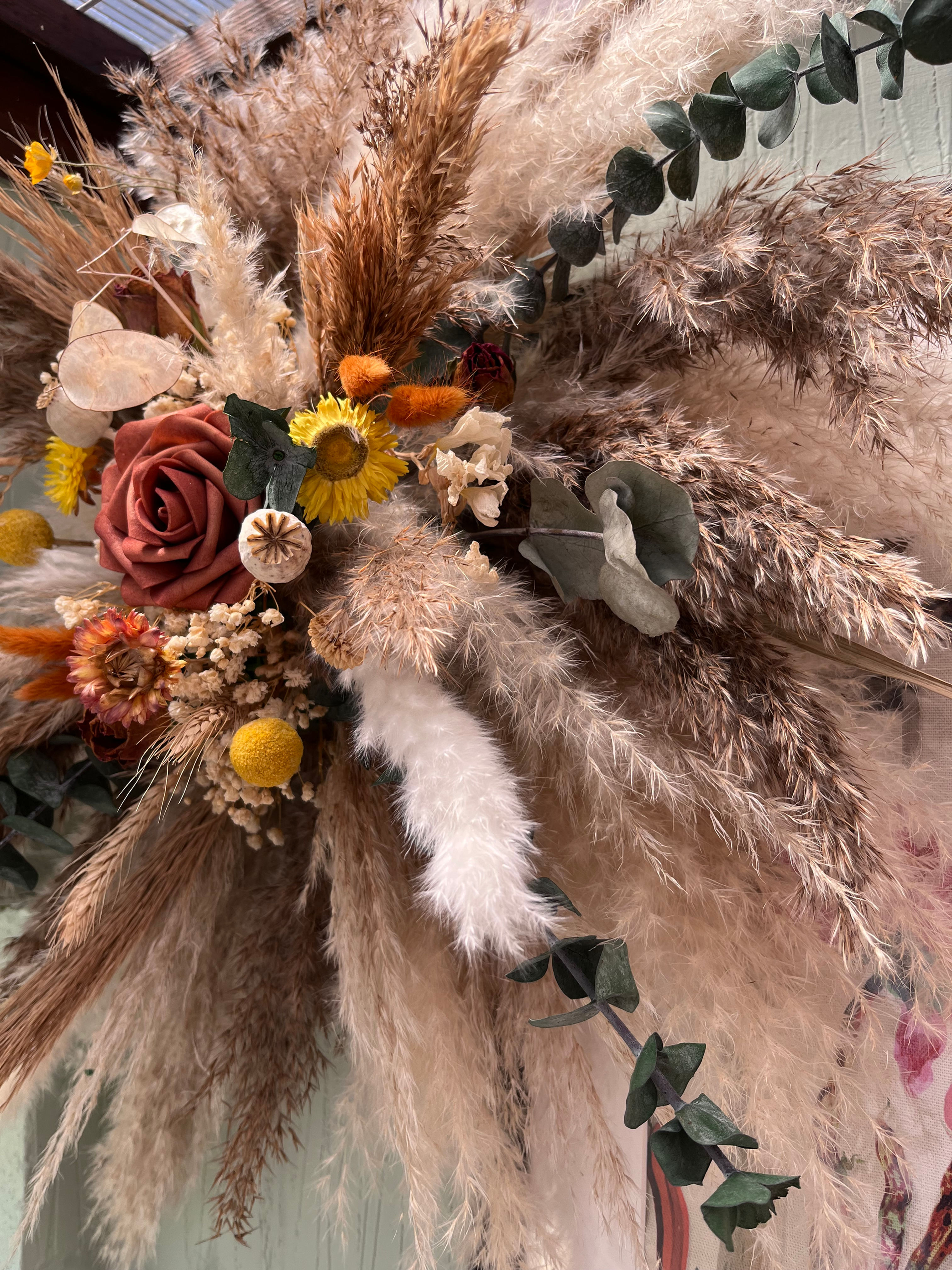 Burnt Orange/Greens Pampas Wall Cloud Decor