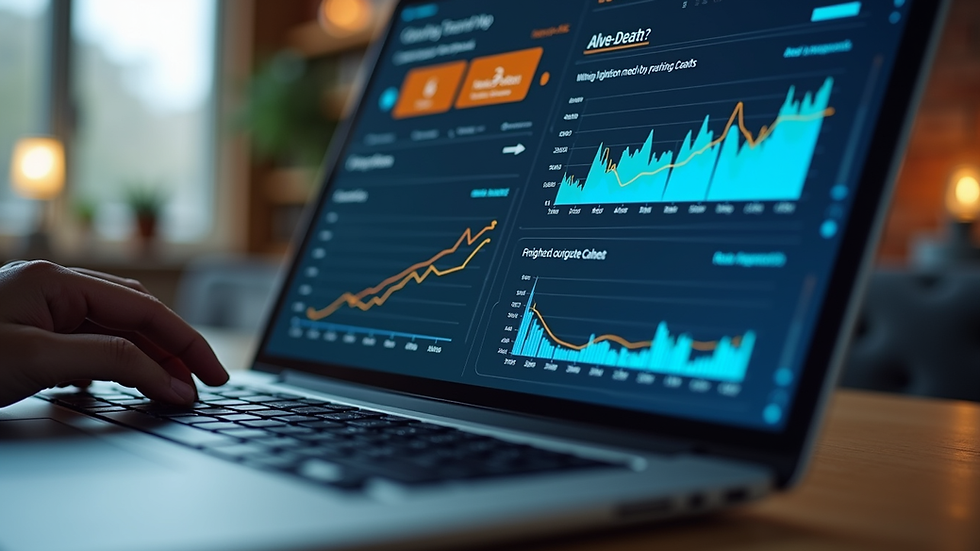Close-up view of a digital freight tracking dashboard on a laptop