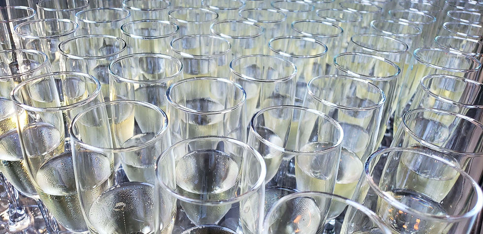 Many glasses of champagne for a celebration