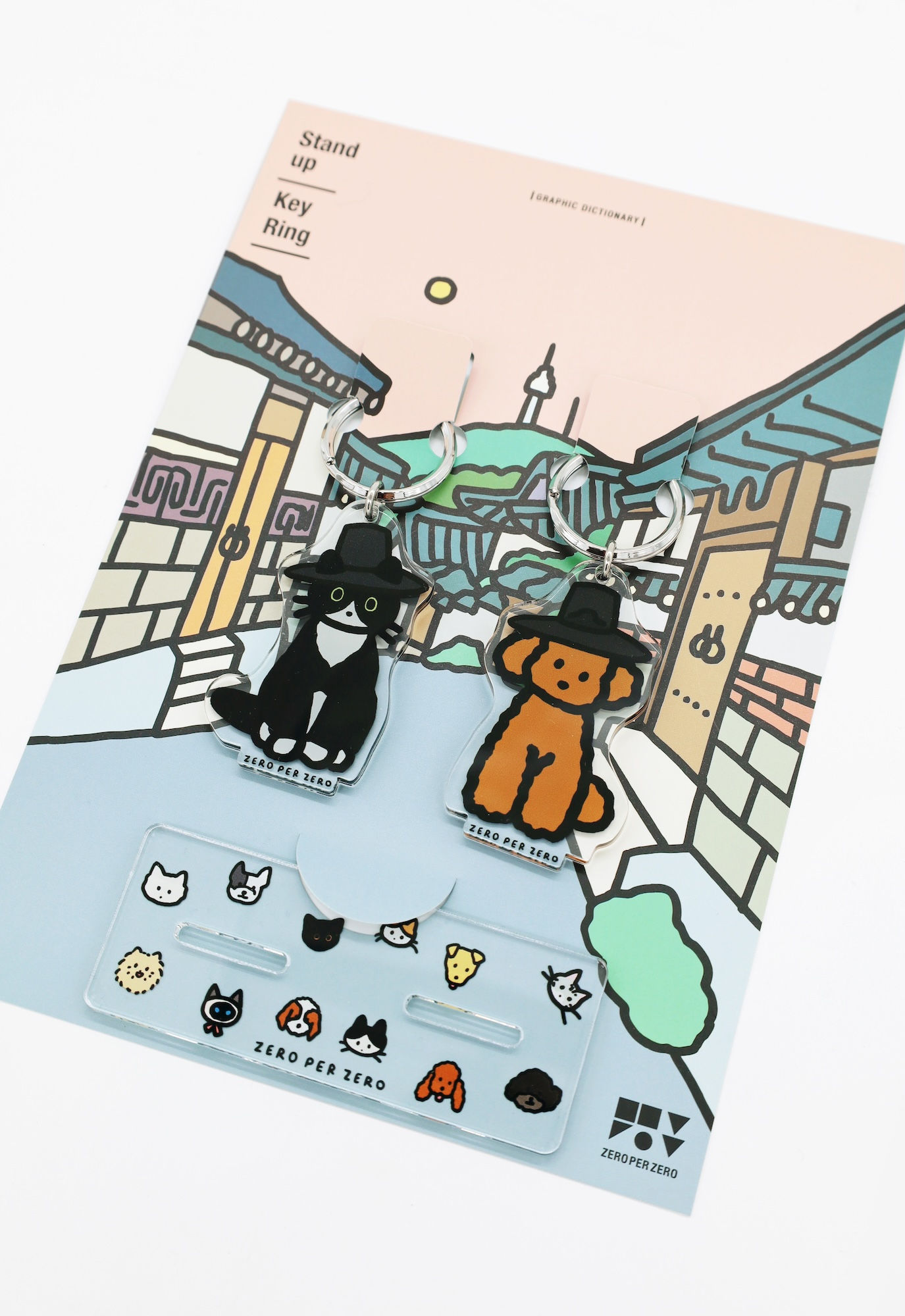 Cat&Dog SET | Stand Up Keyring SET