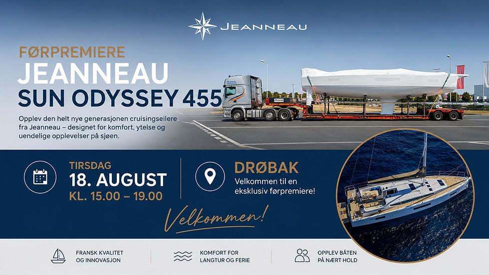 Båter i sjøen og førpremiere på Jeanneau Sun Odyssey 455 i Drøbak