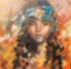 The painting Bohemian woman with bandana 