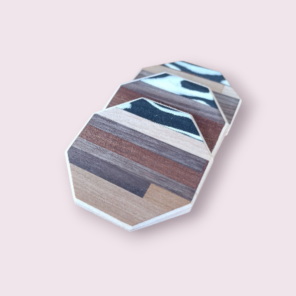 Miniature : Dessous de verre - Marquetry #2 (Lot de 3)