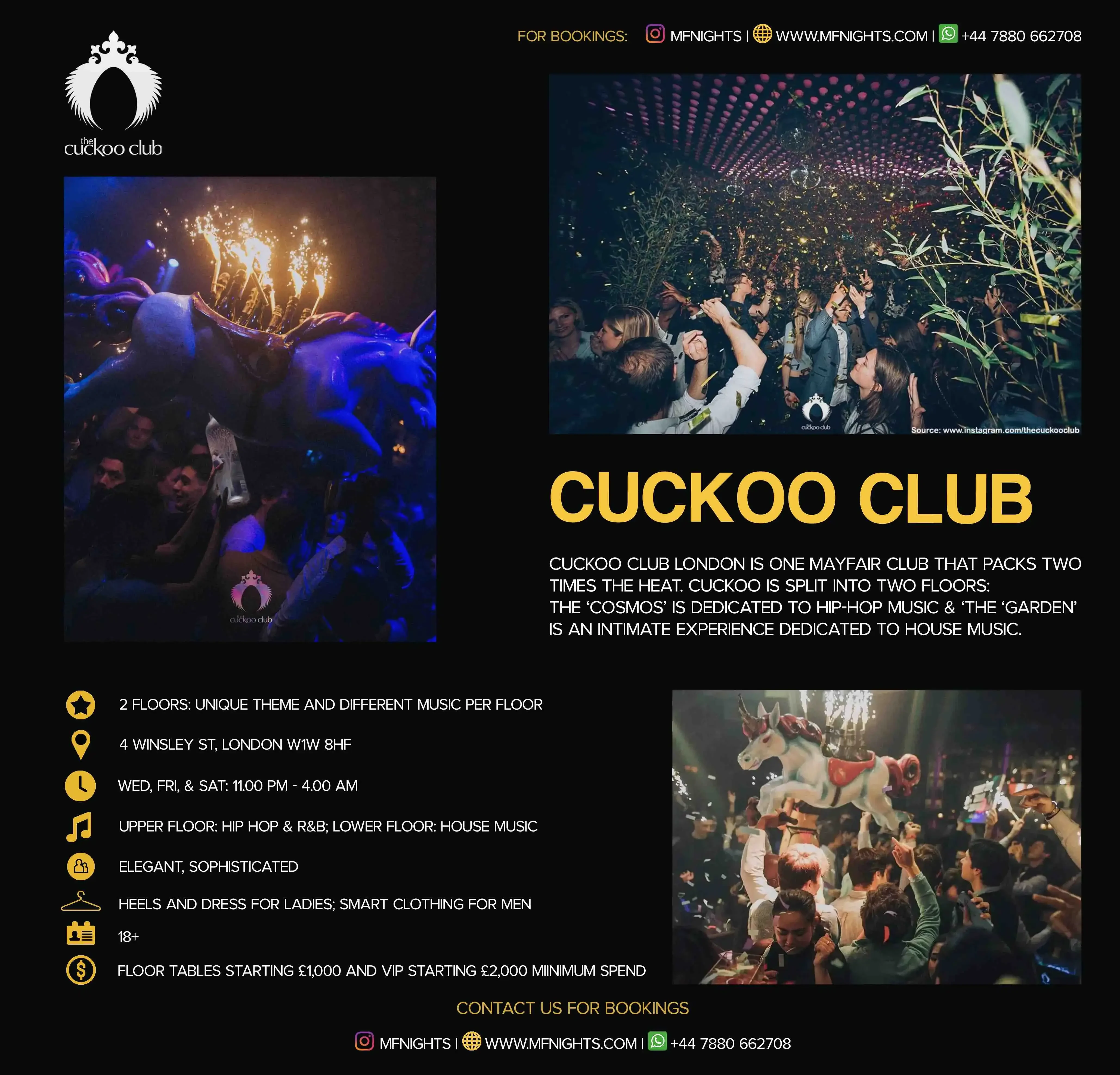 The Cuckoo Club Dress Code, Table Prices, Entry Fee, and FAQ
