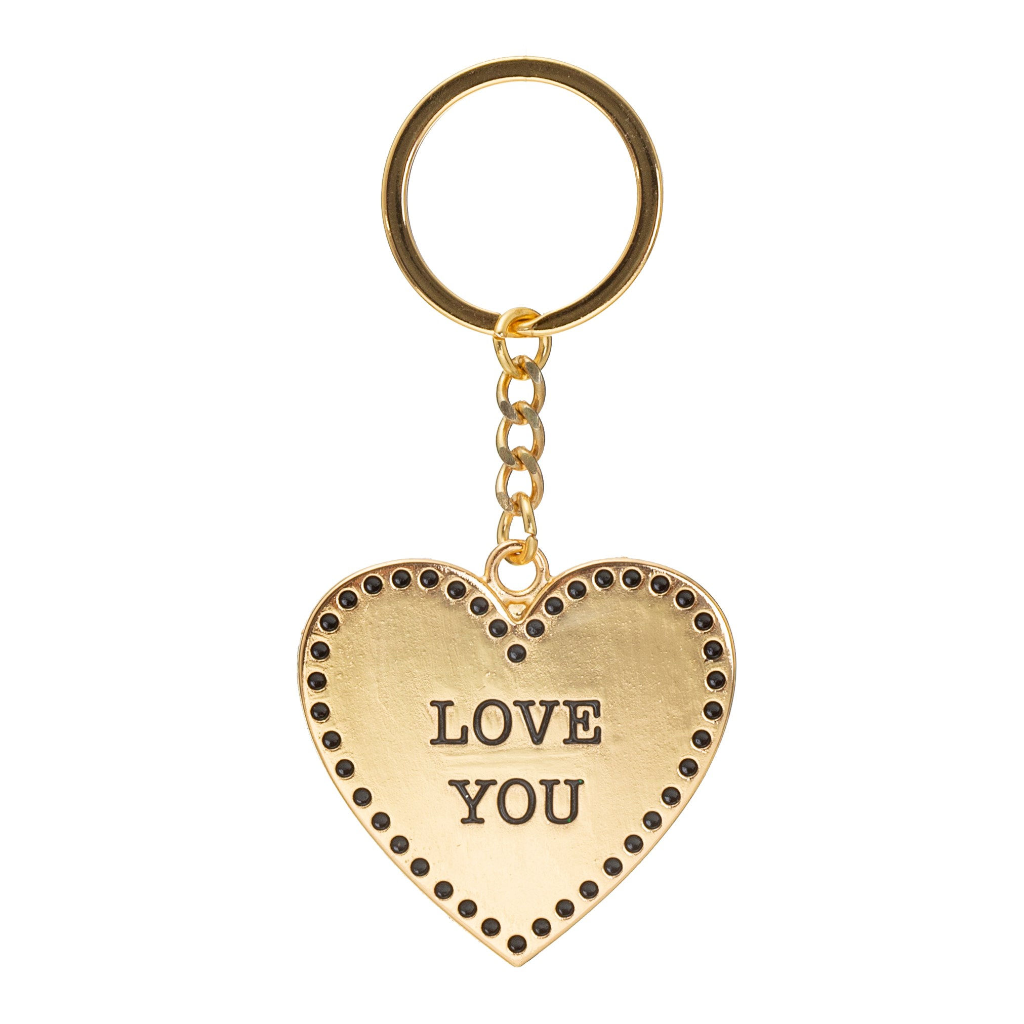 Love You Gold Heart Keyring