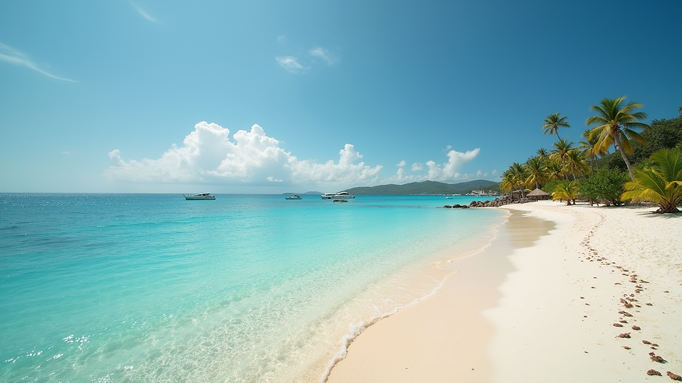 Wide angle view of Anse Cochon beach showcasing its clear waters