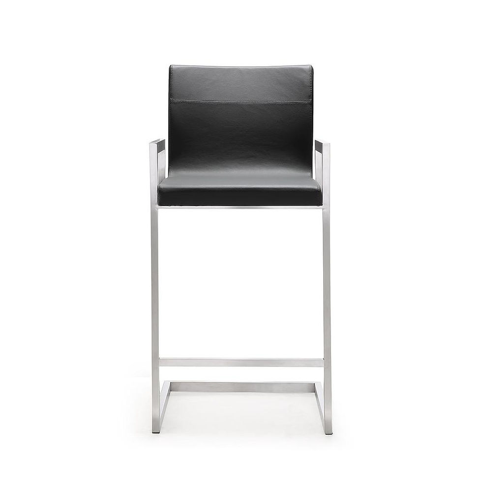 Thumbnail: RANCE GREY STAINLESS STEEL COUNTER STOOL SET OF 2