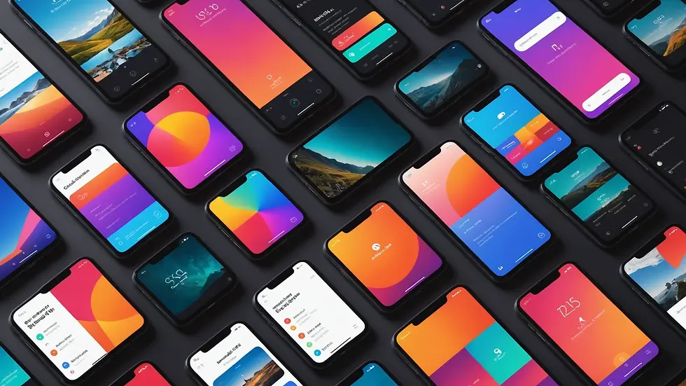 Wide angle view of colorful SwiftUI layout examples